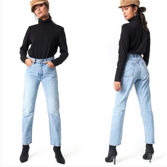 Levi's 501 Straight High Rise Blue Jeans - Picture 2 of 13